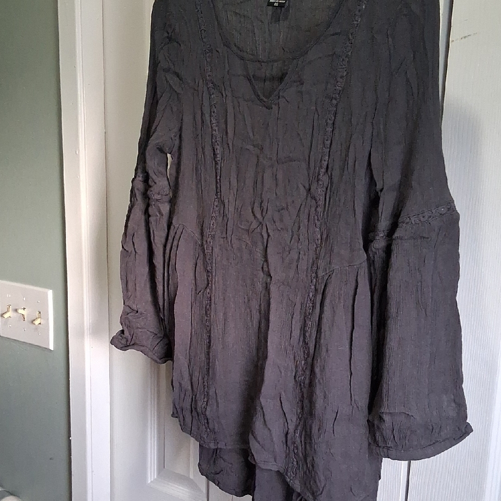 Torrid Gray Ribbed Blouse - Picture 4 of 9